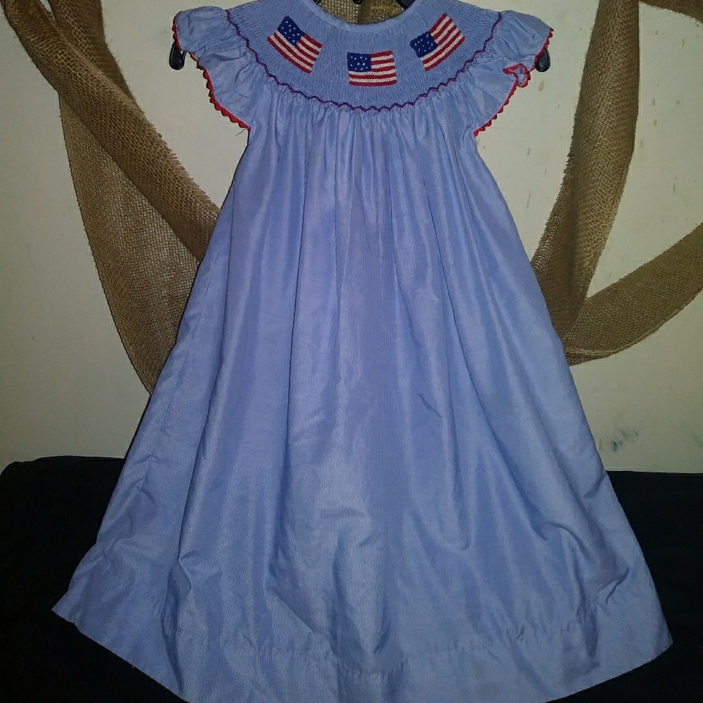 Girls patriotic smocked dress